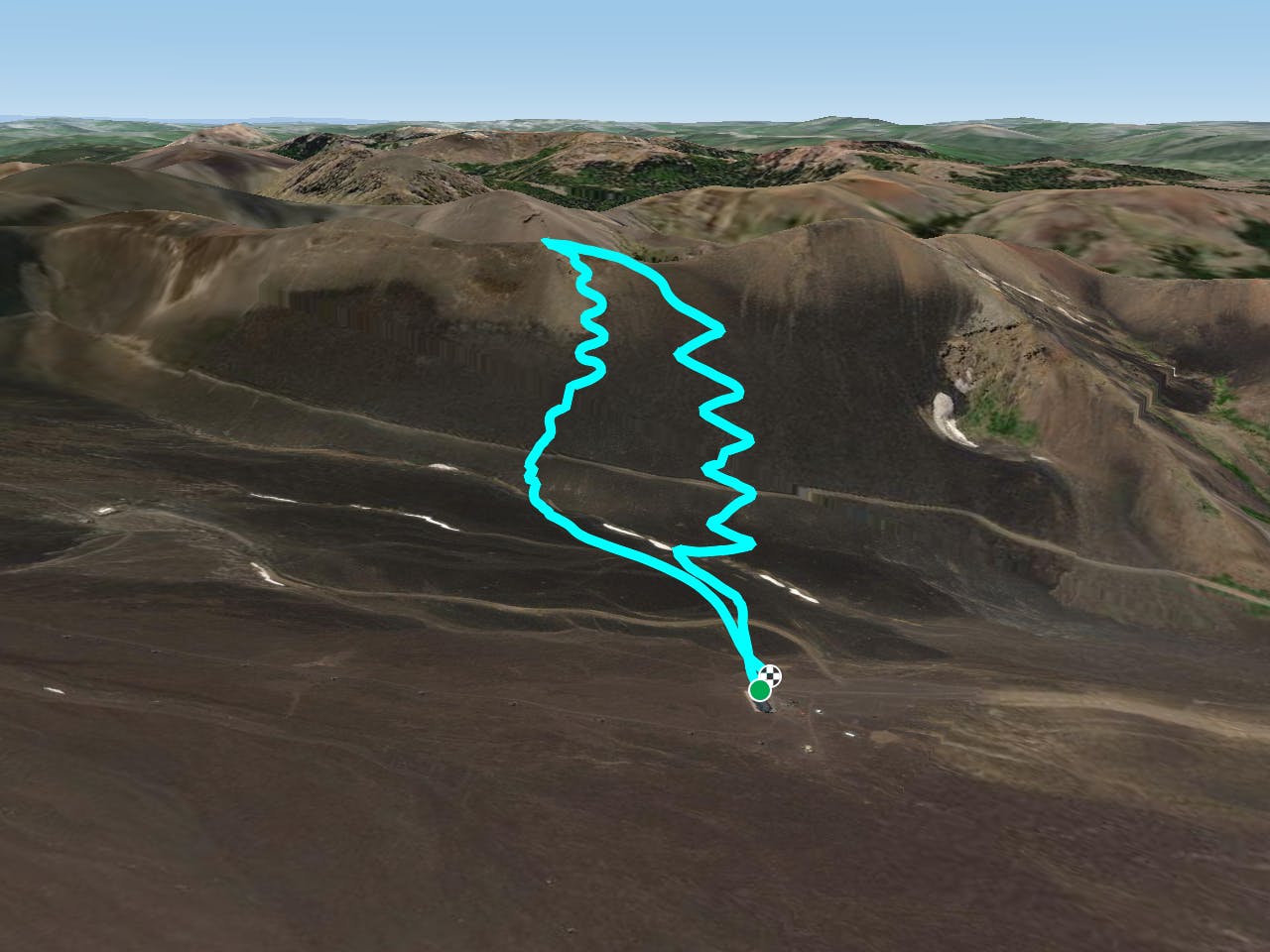 Cerro Cautin Ascension dropping back to Corralco Valley Map