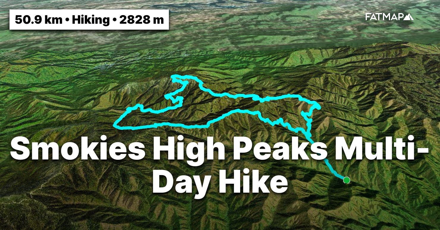 Smokies High Peaks Multi-Day Hike Outdoor map and Guide  FATMAP